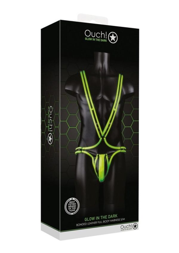 Ouch! Full Body Harness Glow in the Dark - Small/Medium - Green
