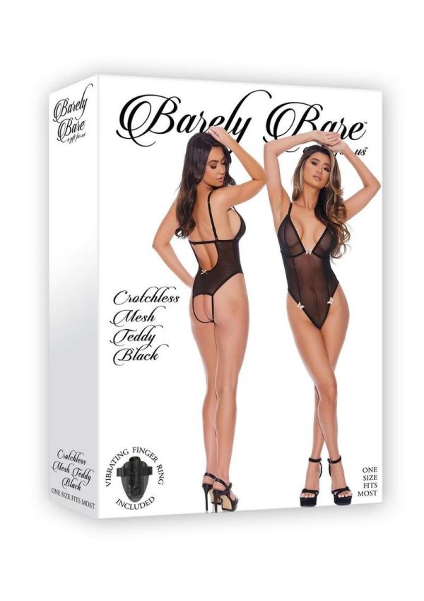 Barely Bare Crotchless Mesh Teddy - O/S - Black