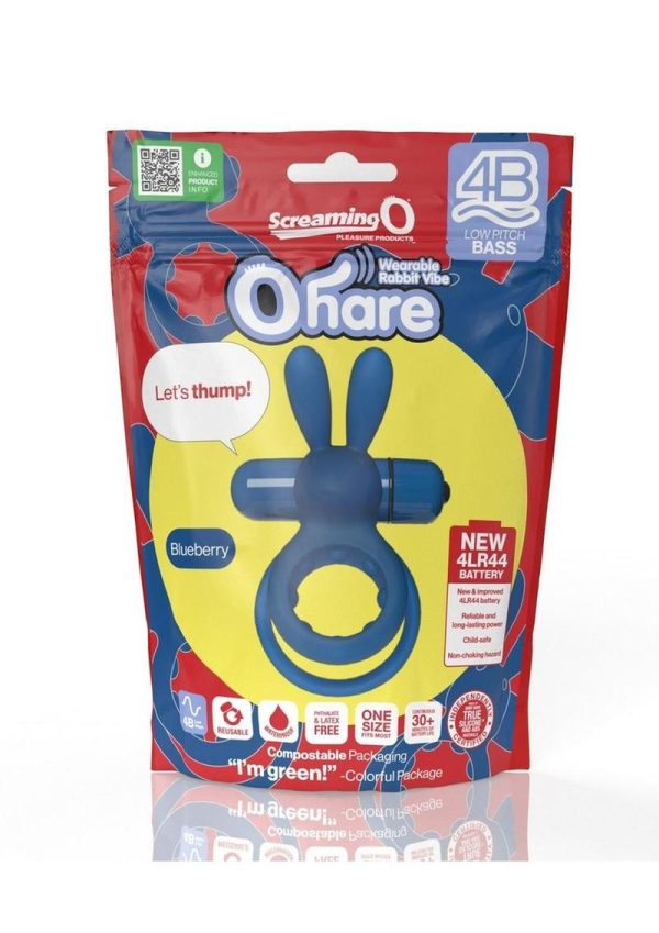 Screaming O 4B Ohare Vibrating Cock Ring - Blueberry