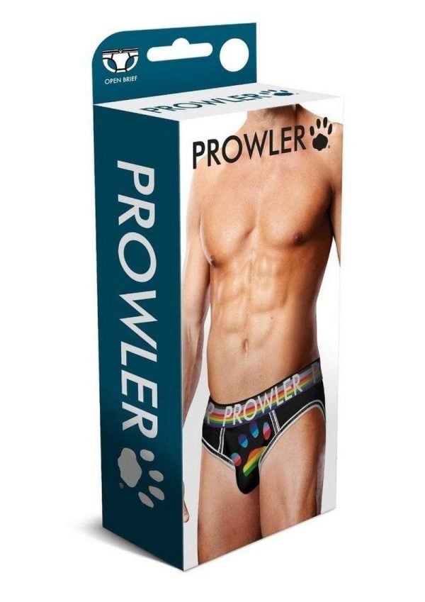Prowler Black Oversized Paw Open Brief - Medium - Black/Rainbow