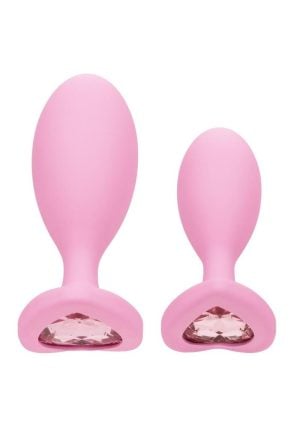 First Time Crystal Booty Duo Silicone Anal Plug (2 Pack) - Pink