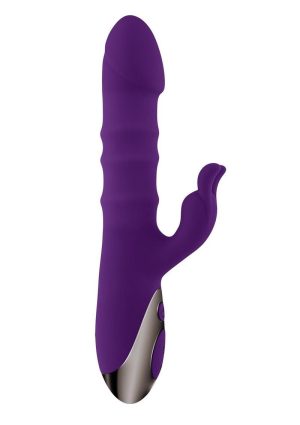 Playboy Hop to It Rechargeable Silicone Rabbit Vibrator - Purple