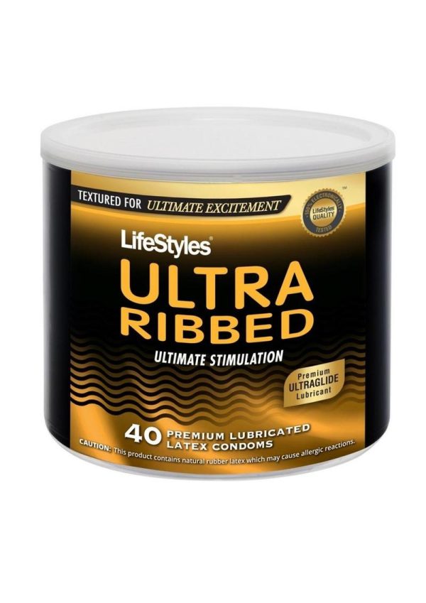 Lifestyles Ultra Ribbed 40 Condoms Bowl