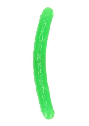 RealRock Double Dong Glow in the Dark Dildo 15in - Green