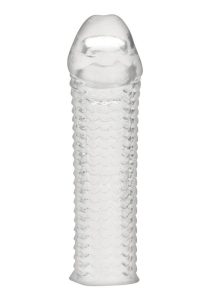 Blue Line Clear Textured Penis Enhancing Sleeve Extension 6.5in - Clear