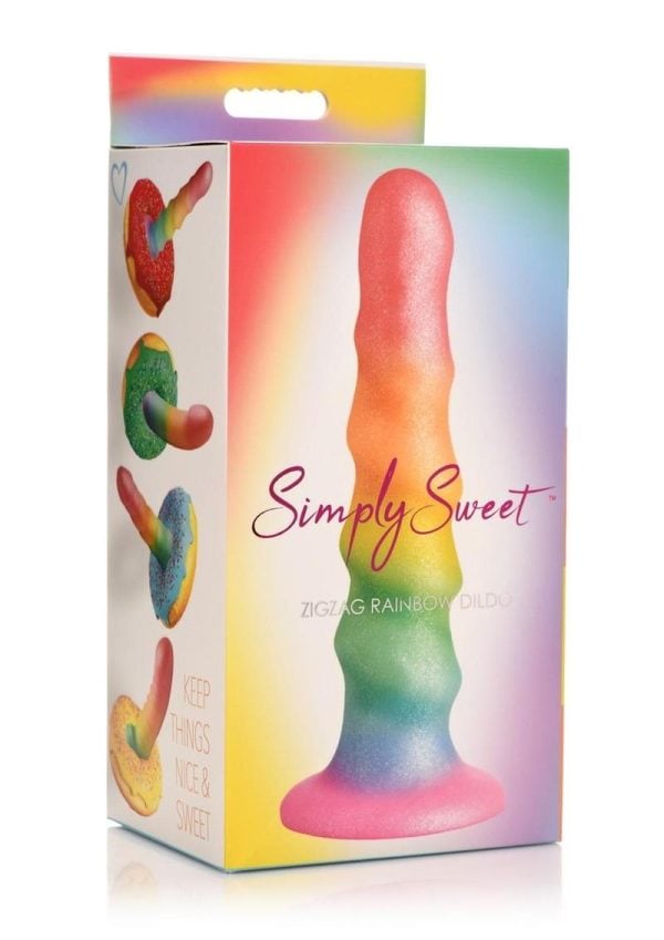 Simply Sweet Zigzag Silicone Rainbow Dildo