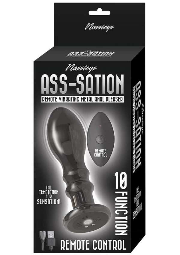 Ass-Sation Remote Control Rechargeable Vibrating Metal Anal Pleaser - Black