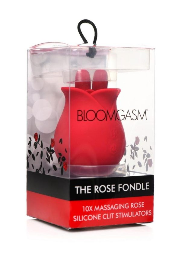 Bloomgasm The Rose Fondle 10x Silicone Rechargeable Massaging Rose Clit Stimulator - Red