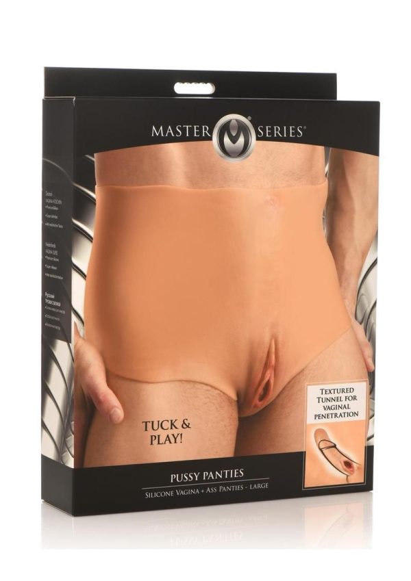 Master Series Pussy Panties Silicone Wearable Vagina/Ass Panties - Large - Vanilla