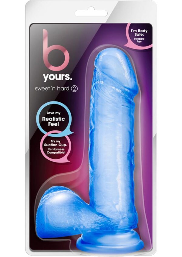 B Yours Sweet N` Hard 2 Dildo with Balls 7.75in - Blue