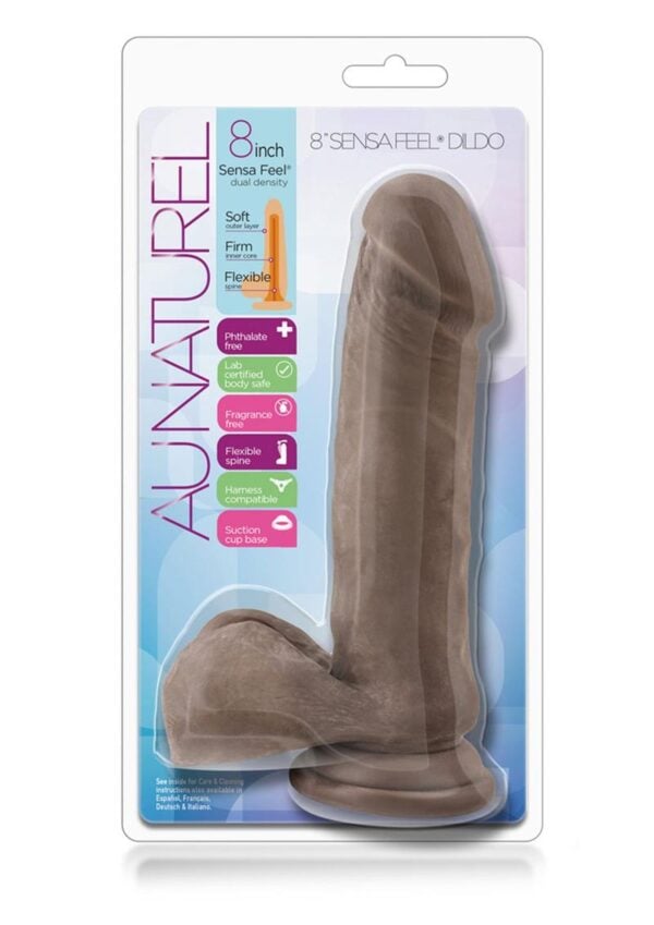 Au Naturel Sensa Feel Dildo 8in - Chocolate