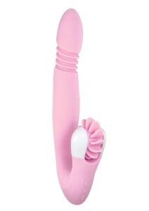 Devine Vibes Orgasm Wheel and Stroker Rechargeable Silicone Dual Vibrator -Pink