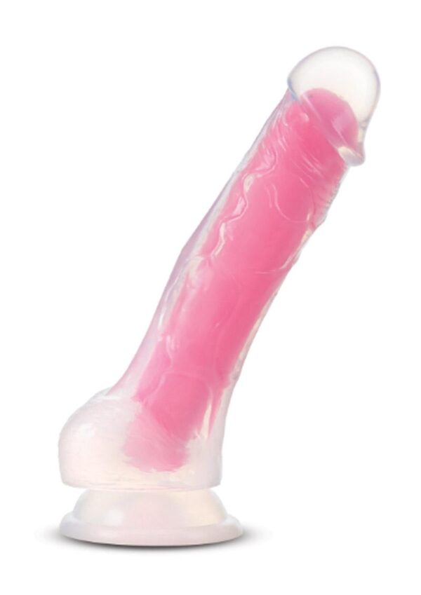 Neo Elite Glow in the Dark Dildo with Balls 7.5in - Pink