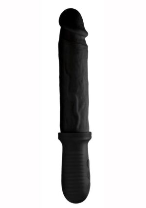 Master Series 8x Auto Pounder Rechargeable Silicone Vibrating and Thrusting Dildo with Handle 10in - Black
