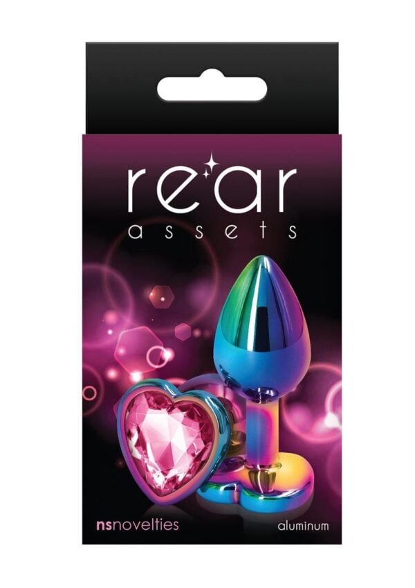 Rear Assets Multicolor Heart Anal Plug - Small - Pink