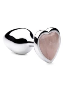 Booty Sparks Gemstones Rose Quartz Heart Anal Plug - Small - Pink