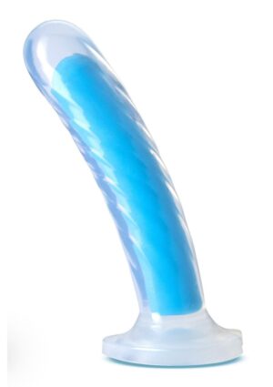 Neo Elite Glow In The Dark Tao Silicone Dual Dense Dildo 7in - Neon Blue