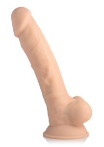 Fleshstixxx Silicone Rechargeable Vibrating Dong with Balls 8in - Vanilla