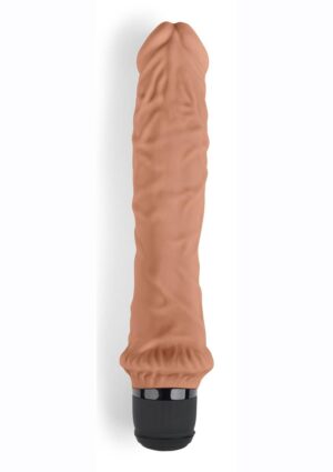 Powercocks Silicone Rechargeable Girthy Realistic Vibrator 8in - Caramel