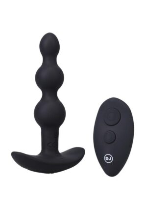 A-Play Shaker Rechargeable Silicone Beaded Anal Plug with Remote Control - Black