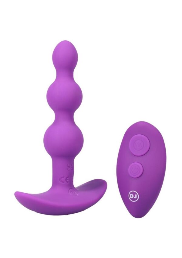 A-Play Shaker Rechargeable Silicone Beaded Anal Plug with Remote Control - Purple