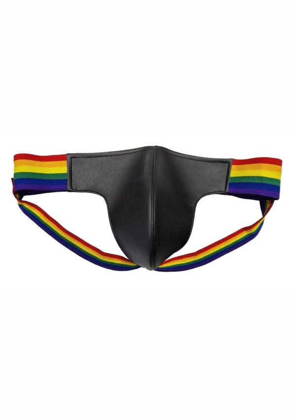 Rouge Leather Jock with Pride Stripes - Small - Multicolor