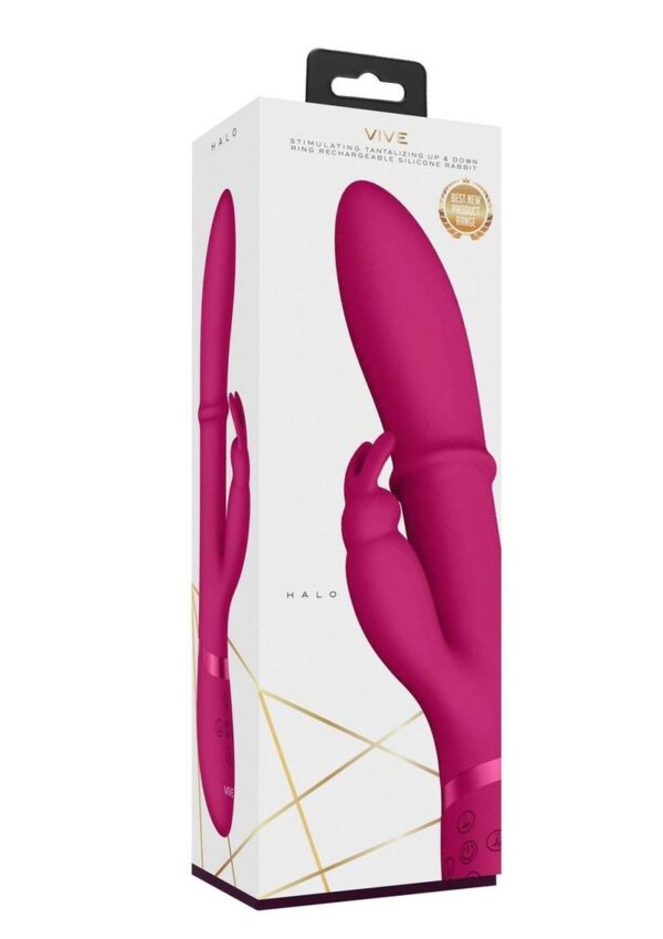 Vive Halo Rechargeable Silicone Ring Rabbit Vibrator - Pink