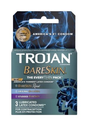 Trojan Bareskin Everythin Lubricated Latex Condoms Assorted 3-Pack