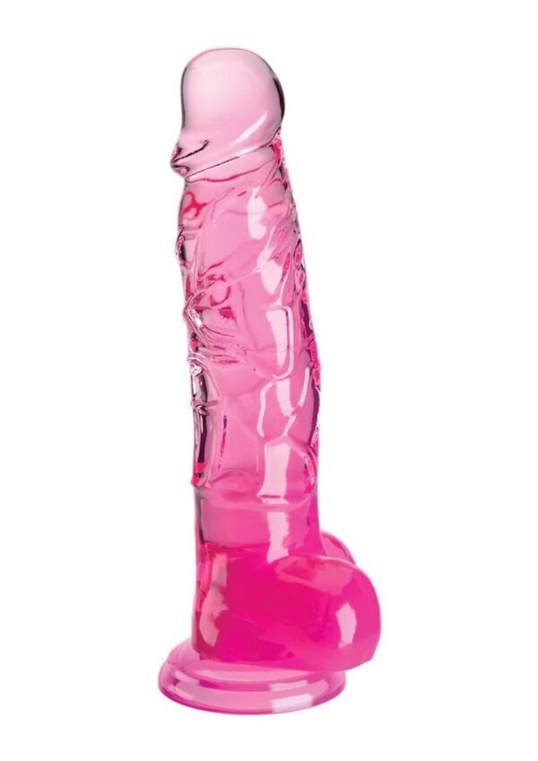 King Cock Clear Dildo with Balls 8in - Pink