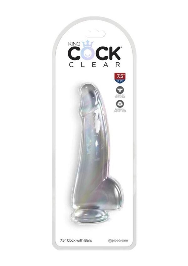 King Cock Clear Dildo with Balls 7.5in - Clear