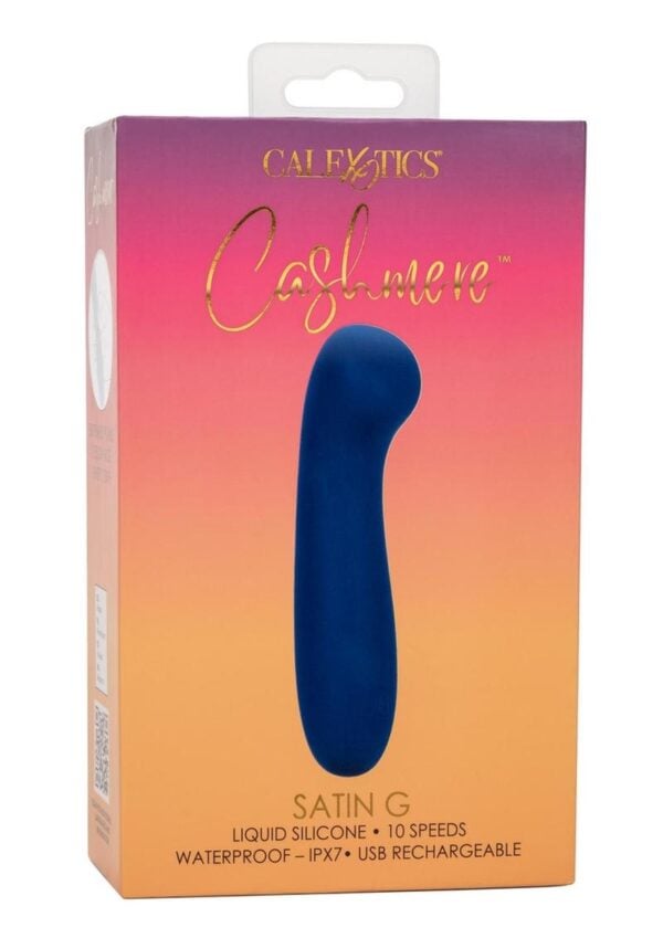 Cashmere Satin G Rechargeable Silicone G-Spot Vibrator with Clitoral Stimulator - Blue