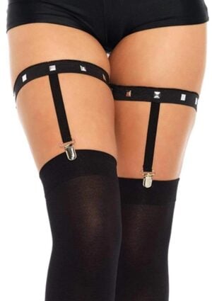 Leg Avenue Studded Elastic Garter Suspender - O/S - Black