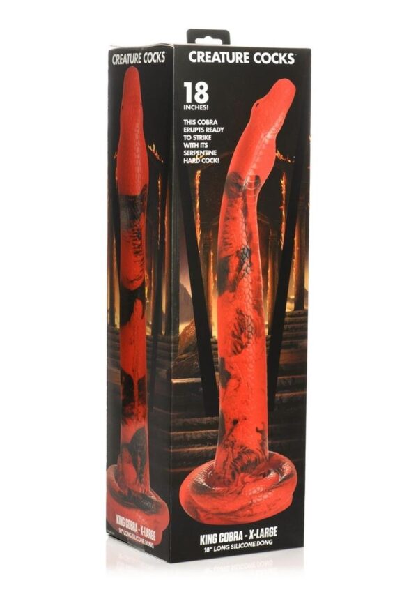 Creature Cocks King Cobra Long Silicone Dildo XLarge 18in - Red/Black