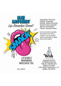 Smack Lickable Massage Oil 2oz - Blue Raspberry