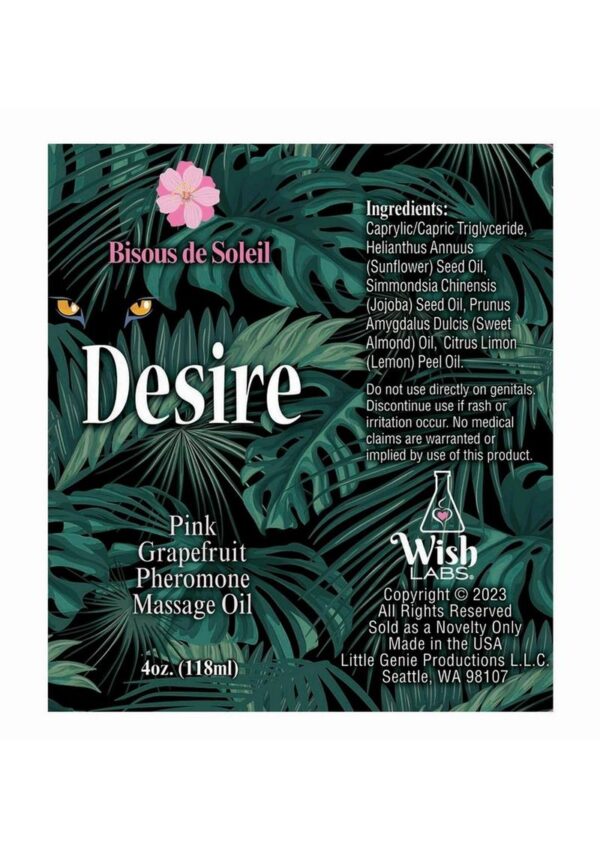 Desire Pheromone Massage Oil 4oz - Pink Grapefruit