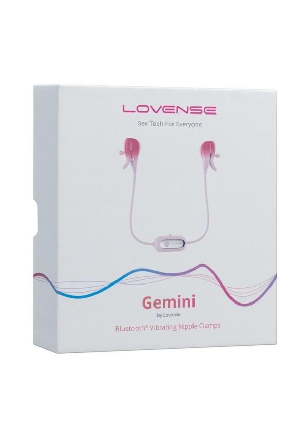 Lovense Gemini Rechargeable Silicone App-Control Nipple Clamps - Pink