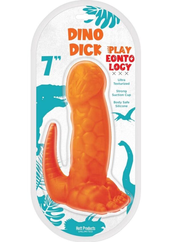 Playeontology Dino Dick Silicone Dildo with Suction Cup 7in - Orange