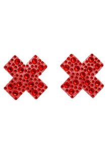 Leg Avenue X Factor Adhesive Nipple Jewel Stickers - O/S - Red