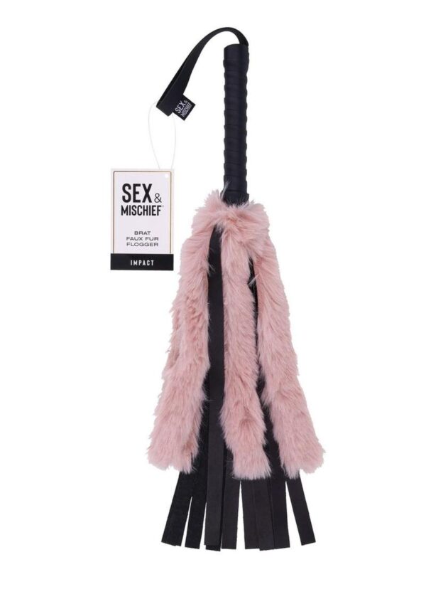 Sex and Mischief Brat Faux Fur Flogger Pink/Black
