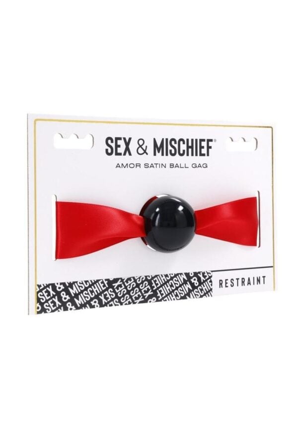 Sex and Mischief Amor Satin Ball Gag - Red/Black