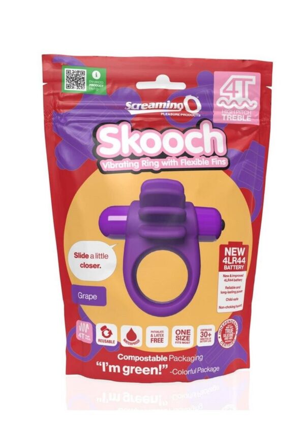 4T Skooch Vibrating Cock Ring with Clitoral Stimulator - Grape