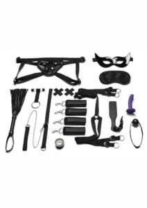 Lux Fetish Everything You Need Bondage In-A-Box Bedspreader Set (12 piece set) - Black