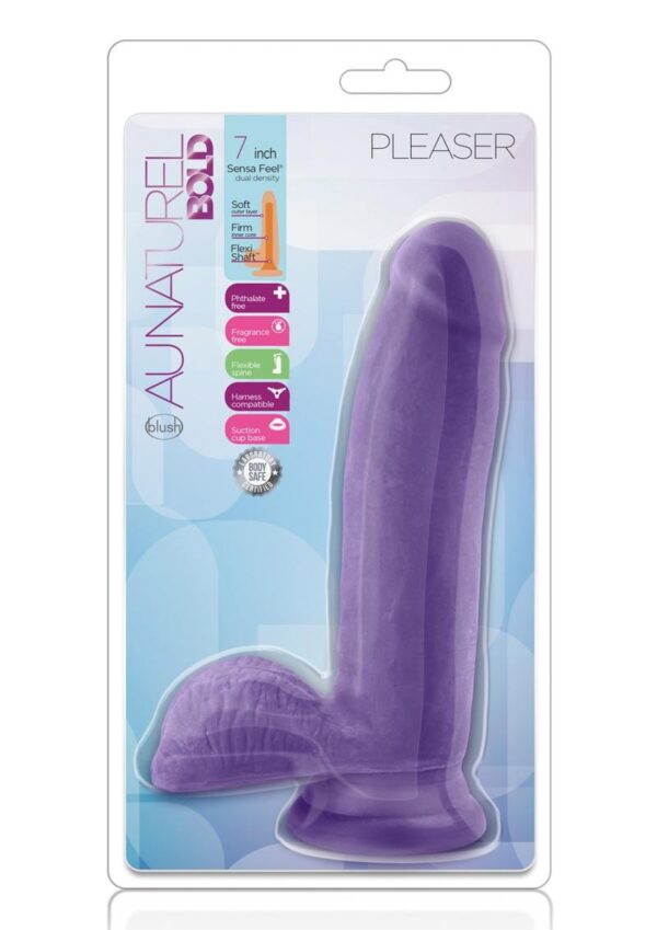 Au Naturel Bold Pleaser Dildo with Suction Cup 7in - Purple