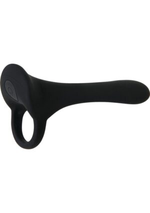 Zero Tolerance Cock Armor Rechargeable Silicone Vibrating Cock Ring with Long Bullet - Black