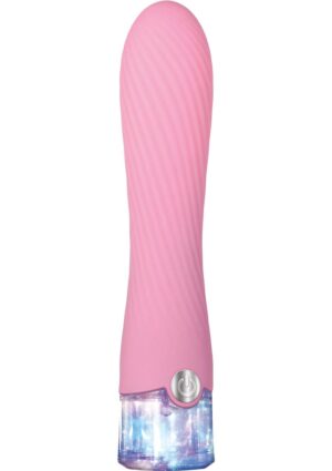 Sparkle Rechargeable Silicone Vibrator with Glitter Handle - Pink