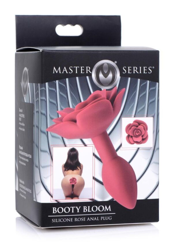 Master Series Booty Bloom Silicone Rose Anal Plug - Small - Red