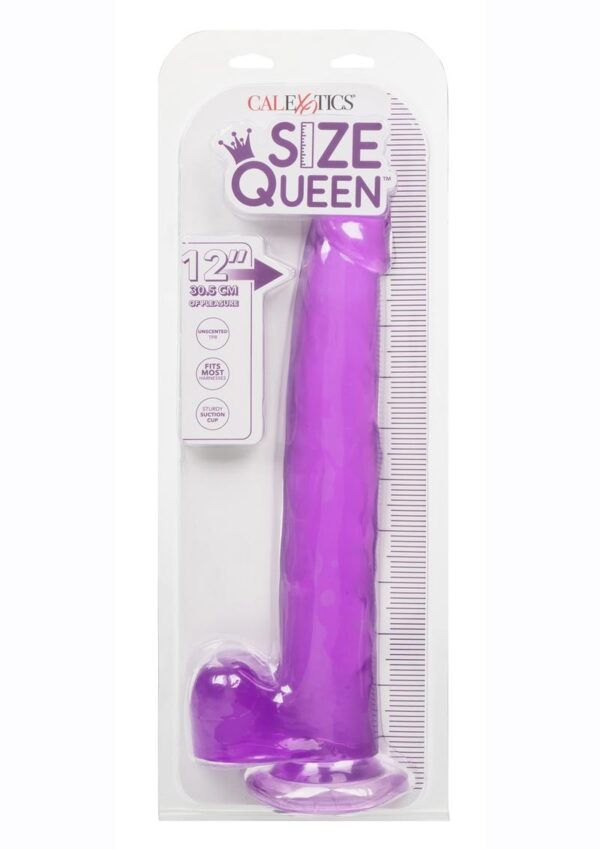 Size Queen Dildo with Balls 12in - Purple