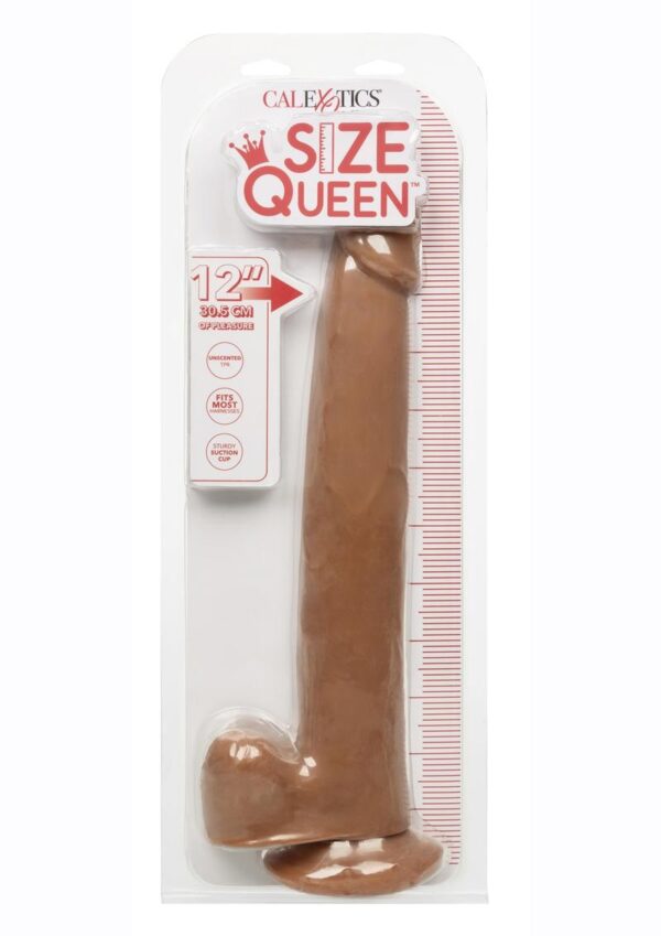 Size Queen Dildo with Balls 12in - Chocolate