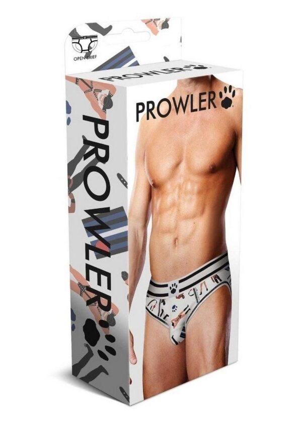 Prowler Leather Pride Open Brief - XSmall - White/Black