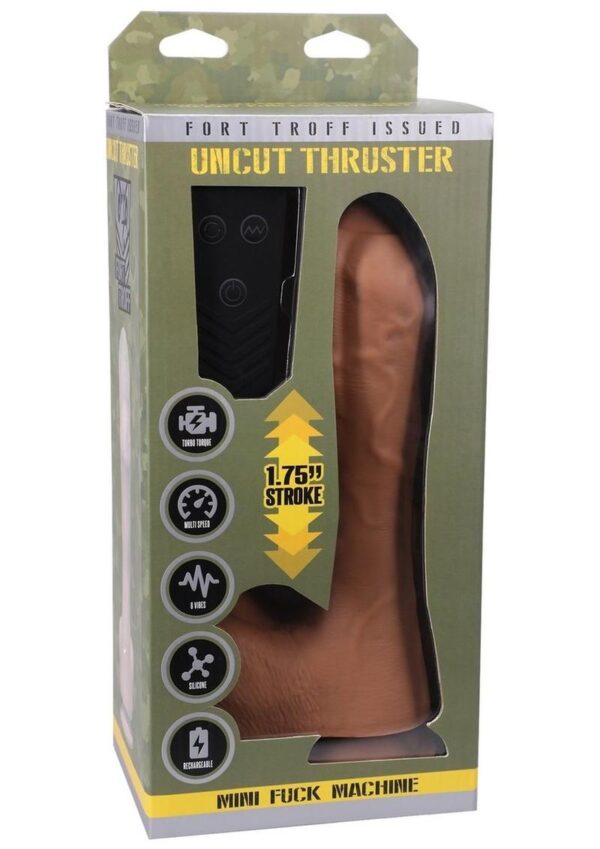 Fort Troff`s Uncut Thruster Rechargeable Silicone Mini Machine Dildo - Caramel